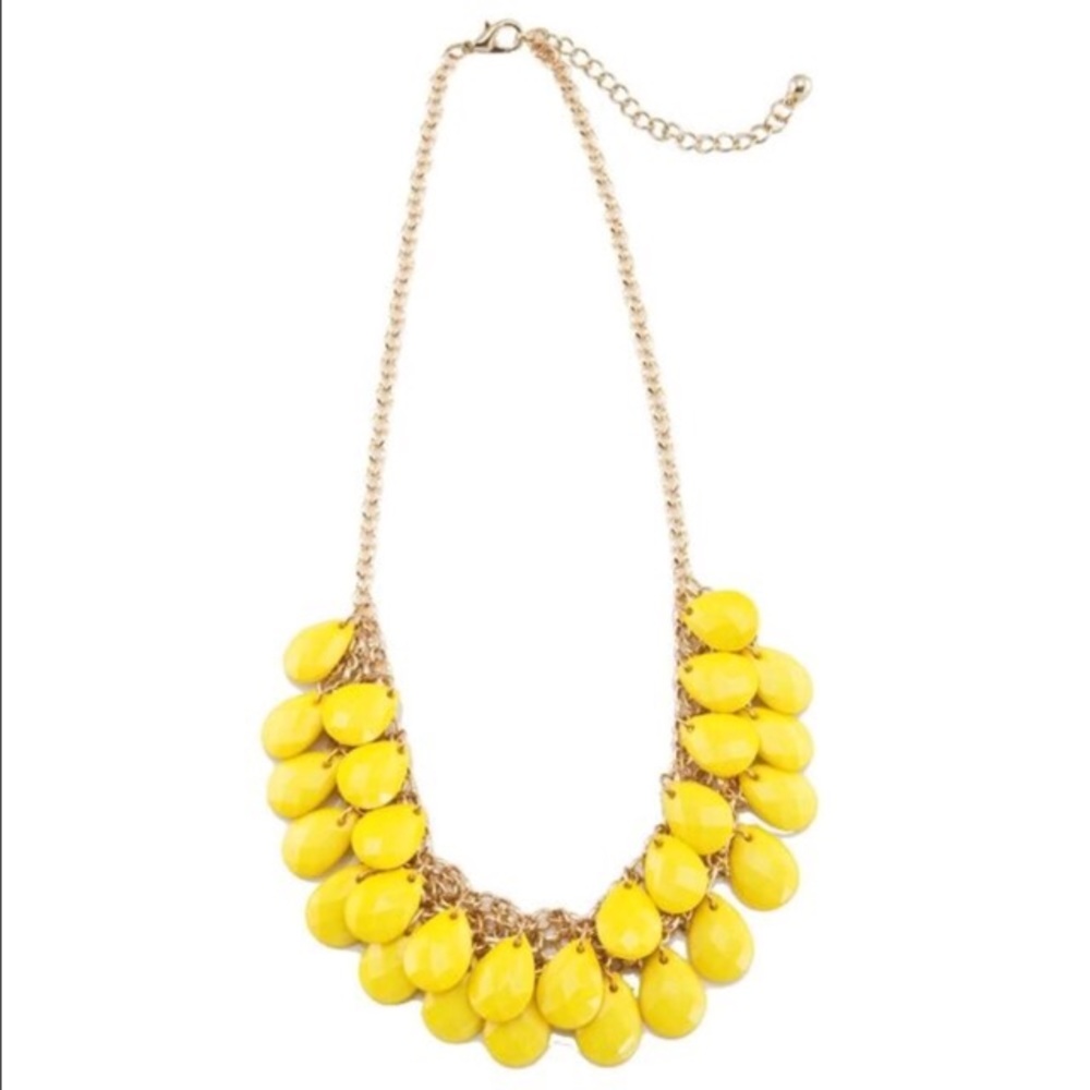 Yellow teardrop statement necklace